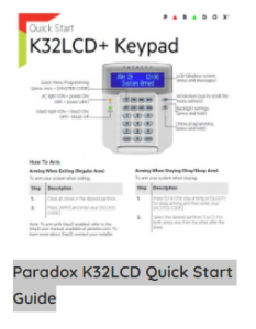 Paradox K32LCD Quick Start Guide